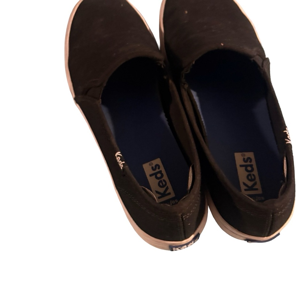 Keds Black Slip-On Canvas Shoes with White Soles